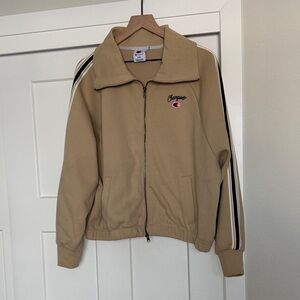 Champion Beige Cropped Track Jacket with Stripes